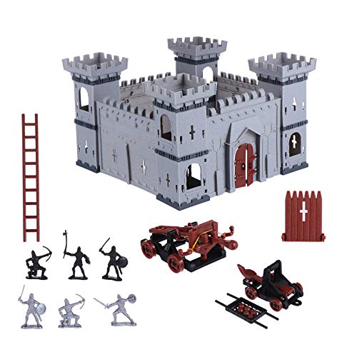 Toddmomy Bricolaje Construcción de Castillo La Edad Media Edad Media Kit de Modelo de Fuerte de Plástico con Figuras Soldado