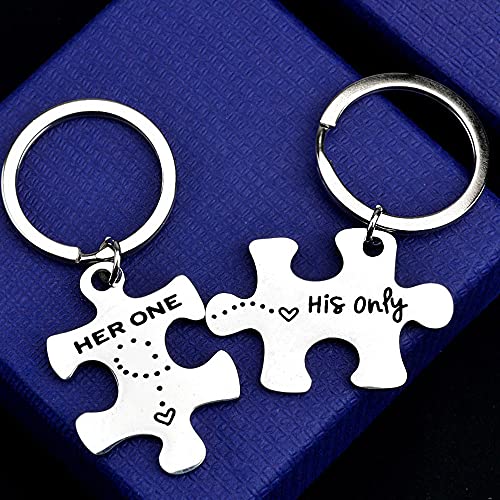 TOFBS Puzzle Partner Llavero Colgante Set Letters de aleación de acero inoxidable con grabado Llavero de pareja Amor Amistad Regalos Plata (4 PCS#1)