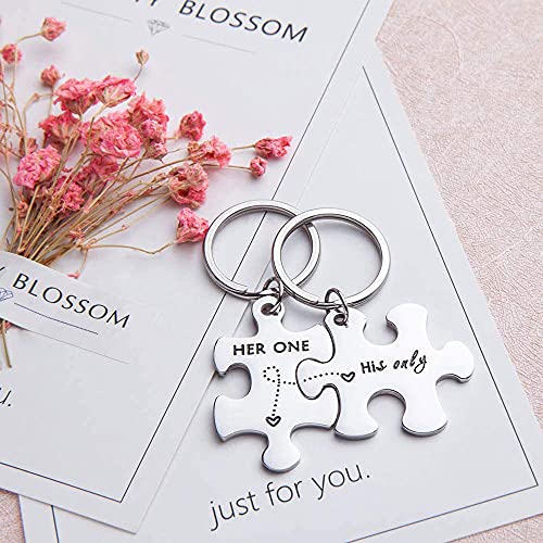 TOFBS Puzzle Partner Llavero Colgante Set Letters de aleación de acero inoxidable con grabado Llavero de pareja Amor Amistad Regalos Plata (4 PCS#1)