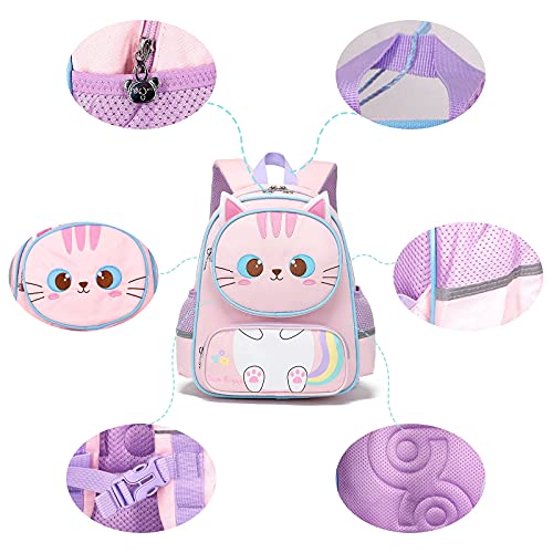 Tokeya Mochila Infantil Escolar, Mochilas Escolares Primaria Impermeable Mochila Personalizada Guardería Viaje Infantil Mochila Preescolar Kindergarten Regalos 6-12 Años Niñas, Gatito Rosa