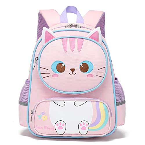 Tokeya Mochila Infantil Escolar, Mochilas Escolares Primaria Impermeable Mochila Personalizada Guardería Viaje Infantil Mochila Preescolar Kindergarten Regalos 6-12 Años Niñas, Gatito Rosa