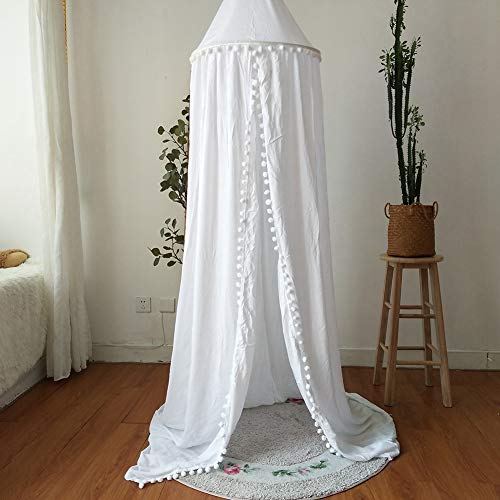 Toldo de cama para niñas, niños, princesa, domo redondo, mosquitera de ensueño, ropa de cama, habitación de niñas, castillo, tienda de campaña, decoración de la casa, toldos de lectura(blanco)