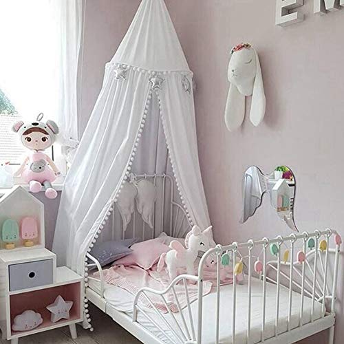 Toldo de cama para niñas, niños, princesa, domo redondo, mosquitera de ensueño, ropa de cama, habitación de niñas, castillo, tienda de campaña, decoración de la casa, toldos de lectura(blanco)