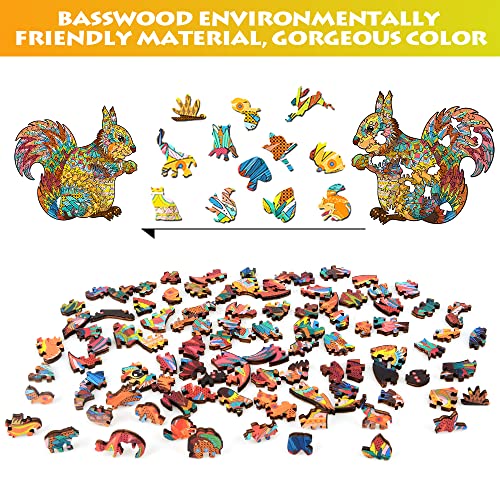 TOLOYE Puzzle de Madera, Ardilla Rompecabezas de Madera 3D Puzzle Madera con Forma de Animal única Puzzle Madera Animales para Adultos y Niños Colección de Juegos Familiares Regalo