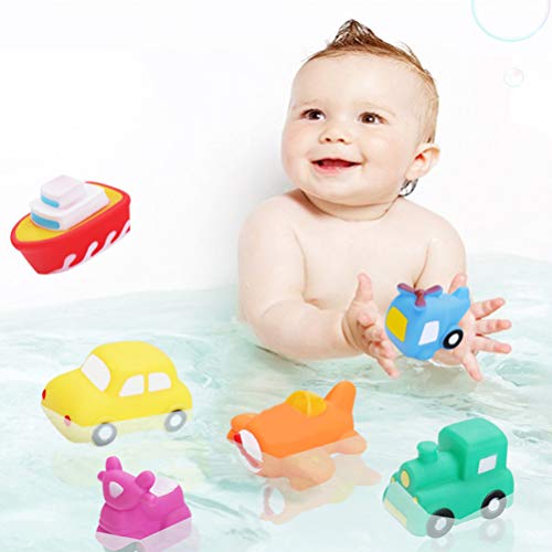 Tomaibaby Vehículo de Juguete de Baño de Vinilo para Niños Bañera Flotante Juguete para Coche de Ducha Infantil Juguete para Baño Juguete para Niños Regalo de Cumpleaños Color Mixto