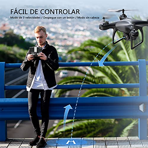 Tomzon D28 1080P Drone con Cámara HD para Principiante, Dron Vuelo de 24 Minutos, G-Sensor Trayectoria de Vuelo 3D Flips Modo sin Cabeza Estabilización de Altitud Mini Drone para Niños y Adultos