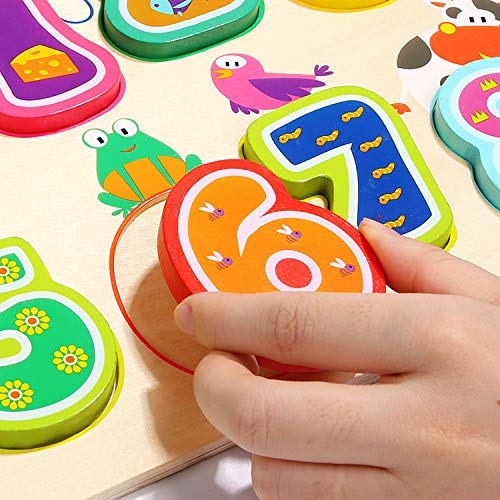 TOP BRIGHT Puzzle de Madera Infantil – Encaja y Ordena los Números - Rompecabezas de Madera para Bebés y Niños de 1 año - Materiales de Primera Calidad - Juguete Educativo para Desarrollo Cognitivo