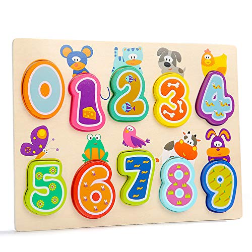 TOP BRIGHT Puzzle de Madera Infantil – Encaja y Ordena los Números - Rompecabezas de Madera para Bebés y Niños de 1 año - Materiales de Primera Calidad - Juguete Educativo para Desarrollo Cognitivo