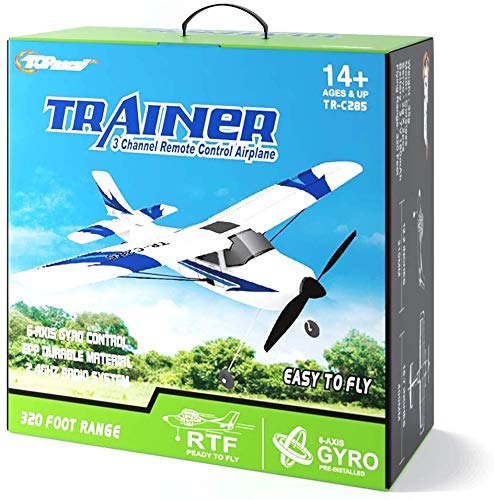 Top Race RC Plane Avión de Control Remoto de 3 Canales, Juguete de Regalo para Adultos y niños, actualizado con Protector de hélice (TR-C285G)