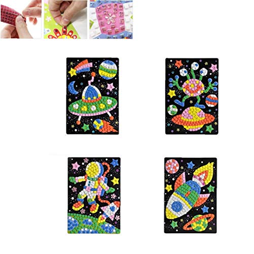 TOPofly Etiqueta de Mosaico, Nave Espacial OVNI, Extranjero, Astronauta del patrón de Mosaico niños Kits DIY Puzzle Etiqueta de Juguetes educativos 1 Set