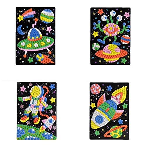 TOPofly Etiqueta de Mosaico, Nave Espacial OVNI, Extranjero, Astronauta del patrón de Mosaico niños Kits DIY Puzzle Etiqueta de Juguetes educativos 1 Set