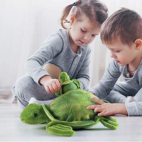 Tortuga de peluche Prextex con con 3 tortuguitas de peluche Colección de animales bebe de peluche Juego de animales de peluche