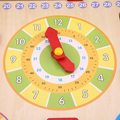 Toy Reloj de Calendario de Madera, Juguete meteorológico Educación temprana Rompecabezas de Aprendizaje Juguete Cognitivo para Niños