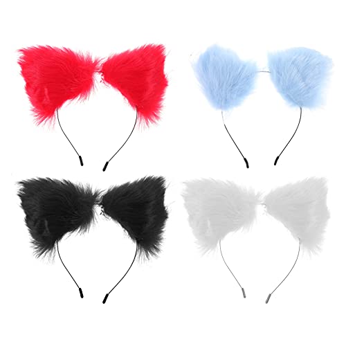 TOYANDONA 4 Piezas Diadema de Oreja de Gato Diadema Oreja Peluda Tocado de Halloween Gato Cosplay Cabeza de Fiesta para Decoración de Cabeza de Club de Pelota para Mujeres