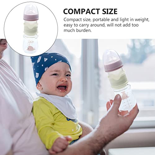 TOYANDONA Botellas de Vidrio Biberones con Flujo Lento Nipple Nipple Bebé Botella de Polvo BPA BPA Leche Libre Polvo Contenedor de Almacenamiento para Bebé 150Ml Rosa