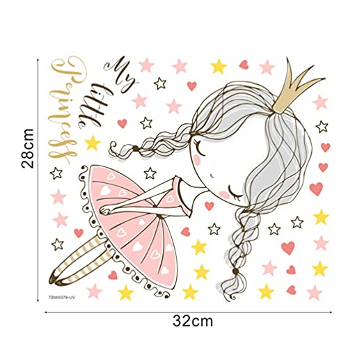 TOYANDONA Calcomanías de Pared de Princesa Pegatinas de Puerta de Dormitorio de Niña Pegatinas de Ventana de Habitación de Bebé Decoraciones de Pared de Guardería para Fiesta de Dormitorio