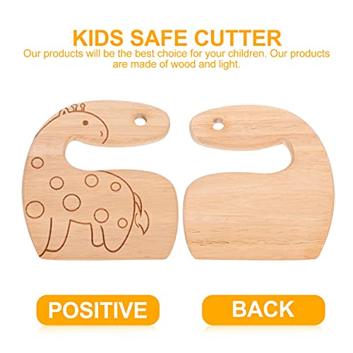 TOYANDONA Cuchillo de Madera para Niños Cuchillos Seguros para Niños Herramientas de Cocina Montessori Cortador de Frutas Y Verduras para Cocinar a Niños Corte de Jirafa Caqui