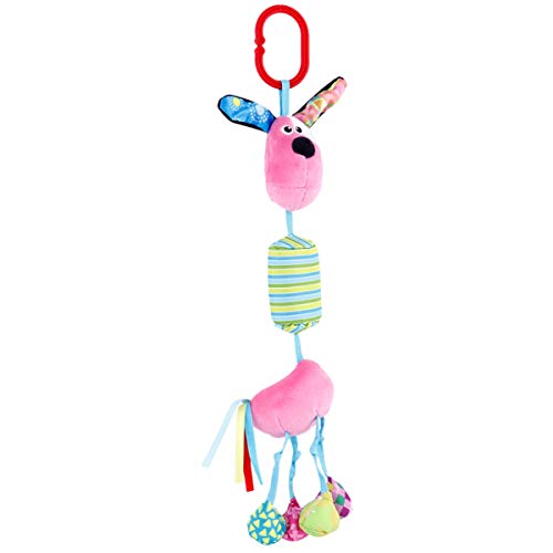 TOYANDONA Juguetes de Cuna de Bebé con Perro de Peluche Suave Juguete Educativo de Campanilla de Viento para Bebé Recién Nacido Bebé Niño Niña (Rosa)