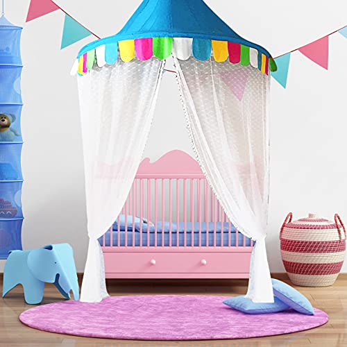 TOYANDONA Princesa Mosquitera Poliéster Mejores Agujeros Malla Cortina Niños Carpa Cama Dosel Camping Pantalla Casa para Niños Hamacas Cunas Azul