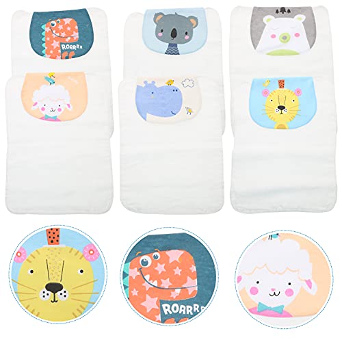 TOYANDONA Toalla Absorbente de Sudor para Bebés 6 Piezas Paño de Algodón con Tema de Animales Que Absorbe Las Toallas Traseras Suaves de Dibujos Animados para Bebés Toallitas Húmedas para