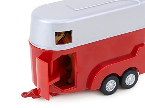 Toyland® Landrover - Modelo de juguete con caja de caballo (incluye 2 caballos, metal fundido a presión, vehículos de granja, color rojo