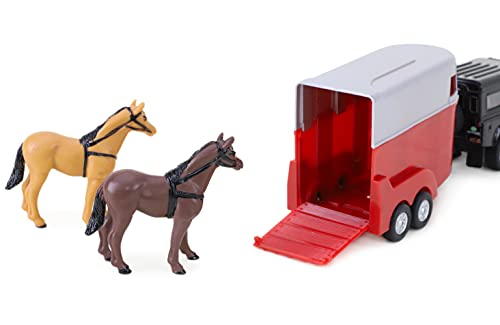 Toyland® Landrover - Modelo de juguete con caja de caballo (incluye 2 caballos, metal fundido a presión, vehículos de granja, color rojo