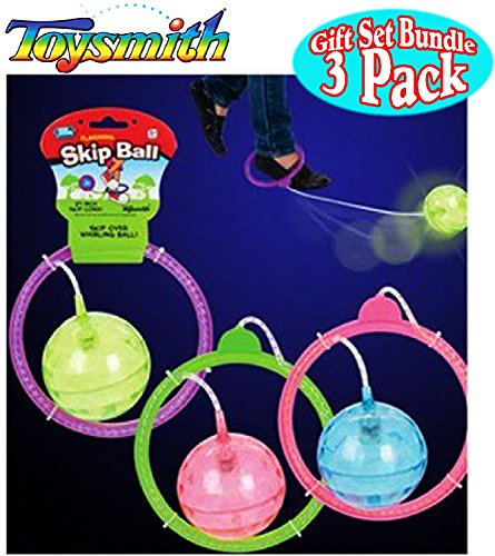 Toysmith - Juego de 3 Bolas de Saltar Intermitentes, Color Morado/Verde, Verde/Rosa y Azul/Rosa