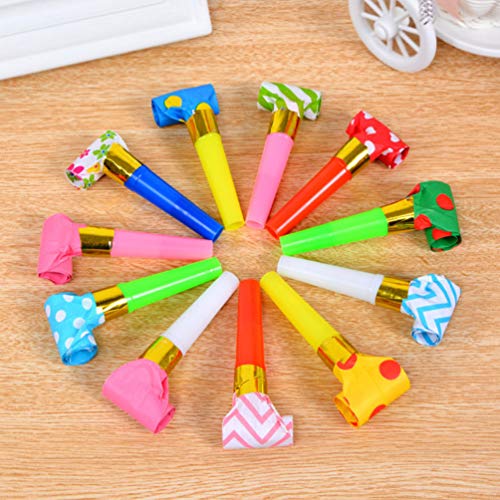 Toyvian Bocinas de Fiesta Explosiones Musicales Multicolores 6.5Cm Explosiones Creativas Matracas Silbatos Vítores Accesorios para Juegos de Fiesta Escolar de Cumpleaños Suministros 120 Piezas