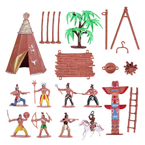 Toyvian Estatuillas Indias Vaqueros E Indios Modelo de Juguetes Juguetes Juguetes Nativos Americanos Wild West Cowboy Figuras en Miniatura Kit de Simulación Juego de Sandbox Juguetes