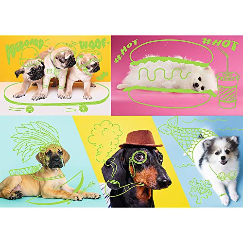 Trefl- Abgefahrene Hunde 1000 Teile, Neon Color Line, Premium Quality, für Erwachsene und Kinder AB 12 Jahren Puzzle, Coloreado (10578)