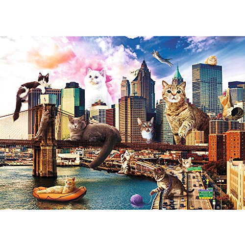 Trefl-Katzen in New York 1000 Teile, Funny Cities, Premium Quality, für Erwachsene und Kinder AB 12 Jahren Puzle, Color Coloreado, (10595)