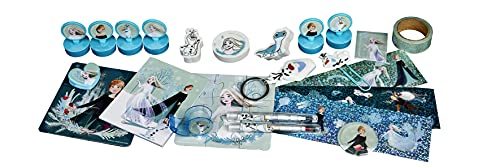 Trendhaus Undercover FRTW8024 - Calendario de Adviento para niña con 24 artículos de papelería sorpresas, diseño de Frozen de Disney, aprox. 45 x 32 x 3 cm + juego de 3 pegatinas gratis