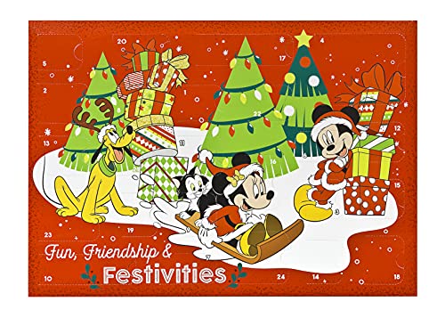 Trendhaus Undercover MITW8024 - Calendario de Adviento para niños y niñas con 24 artículos de papelería sorpresas, diseño de Minnie Mouse, aprox. 45 x 32 x 3 cm + juego de 3 pegatinas gratis