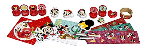 Trendhaus Undercover MITW8024 - Calendario de Adviento para niños y niñas con 24 artículos de papelería sorpresas, diseño de Minnie Mouse, aprox. 45 x 32 x 3 cm + juego de 3 pegatinas gratis