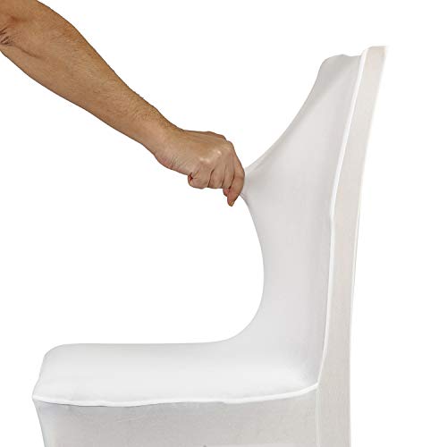 Trimming Shop Spandex Blanco Cubierta para Silla Funda para, Boda, Fiestas, Restaurante, Comedor Decoración con Super Elástico, Duradero, Larga Duración Elástico - Blanco