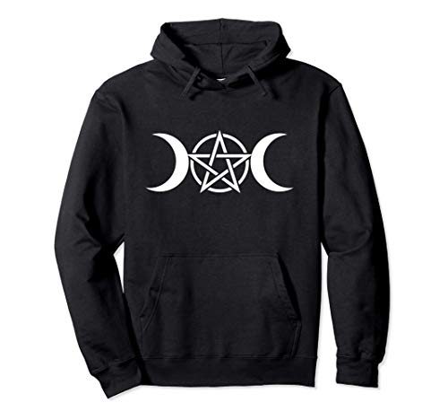 Triple Luna Bruja Diosa Wicca Pentáculo Pagano Sudadera con Capucha