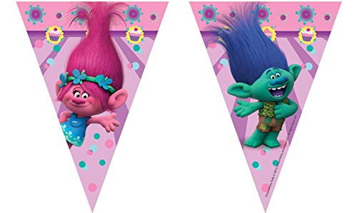 Trolls - Guirnalda, 9 banderines, 2.3 m (Procos 6887022) , color/modelo surtido