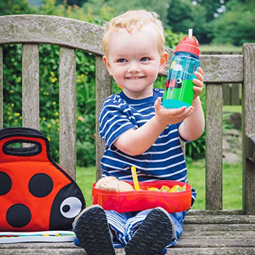 Tum Tum Botella de Agua, Tapa y Pajita, Botella de Agua Niños sin BPA, 400 ml - Bichos