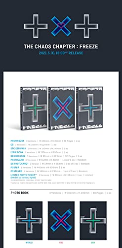 TXT - The Chaos Chapter: FREEZE [World ver.] (The 2nd Album) [Pre Order] CD+Photobook+Folded Poster+Others with Tracking, Extra Decorative Stickers, Photocards