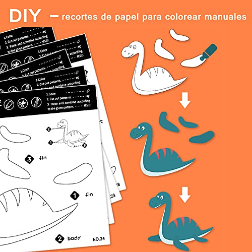 Ubaywey Set de Papel de Recortar Juego Educativo y Divertido para Niños DIY Papel de Manualidades para Aprender a utilizar las tijeras Papeles para colorear Regalos para Niños de 3+ (Tipo 1)