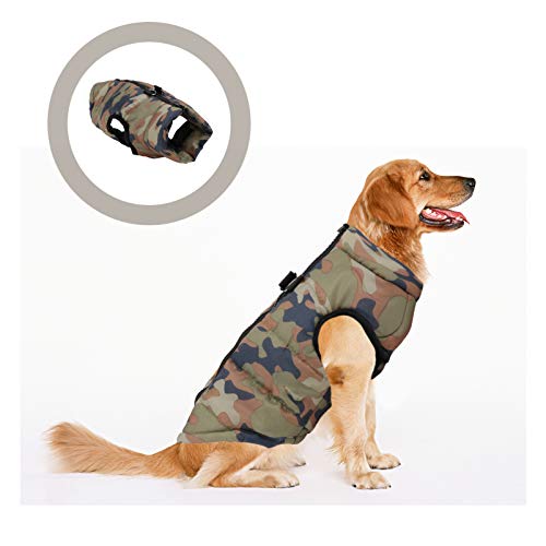 UEETEK Ropa para Perros Chaqueta otoño Invierno suéter de Camuflaje con Cremallera Tamaño L