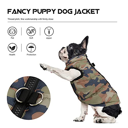 UEETEK Ropa para Perros Chaqueta otoño Invierno suéter de Camuflaje con Cremallera Tamaño M