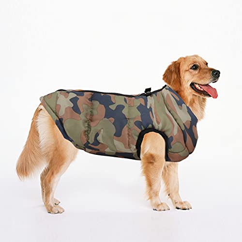 UEETEK Ropa para Perros Chaqueta otoño Invierno suéter de Camuflaje con Cremallera Tamaño M