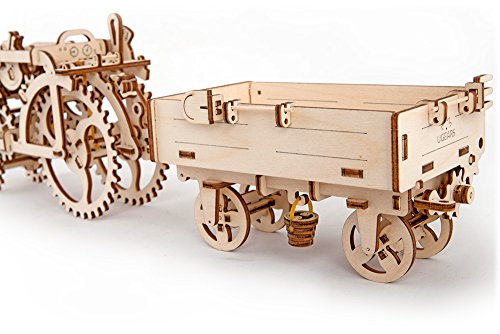 Ugears 70006 - Trailer para Remolque de Tractor, Kit de construcción de Madera 3D sin Pegamento