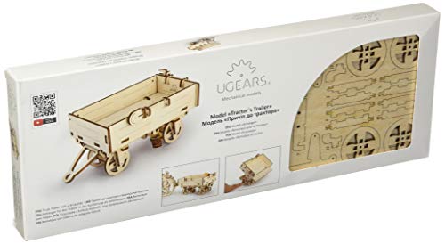 Ugears 70006 - Trailer para Remolque de Tractor, Kit de construcción de Madera 3D sin Pegamento