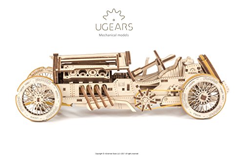 UGEARS Coche Grand Prix U-9 - Kit de Montaje Coche de carreras - 3D Rompecabezas de Madera DIY