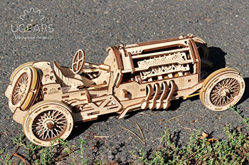 UGEARS Coche Grand Prix U-9 - Kit de Montaje Coche de carreras - 3D Rompecabezas de Madera DIY