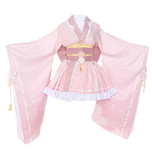 ULLAA Mi héroe Academia Uraraka Ochako Cosplay disfraz encantador uniforme de kimono rosa Litte Hero Anime disfraces ropa trajes S rosa