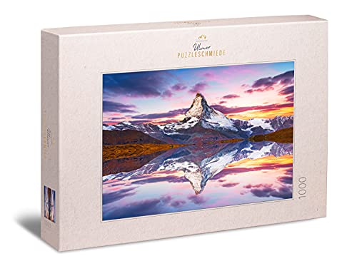 Ulmer Puzzleschmiede - Puzzle de cuerno de Matterhorn - Clásico puzzle de montaña de 1000 piezas - Impresionante paisaje de los Alpes Suiza