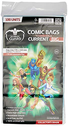 Ultimate Guard Comic Bags Big Bolsas con Cierre Reutilizable de Comics Current Size (100)